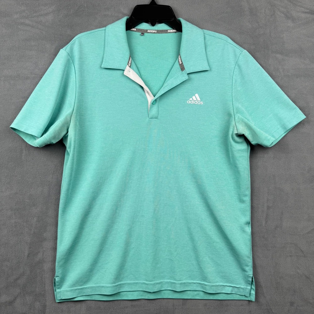 Adidas Golf Polo Shirt Aqua Blue Short Sleeve Men's Performance Activewear‎